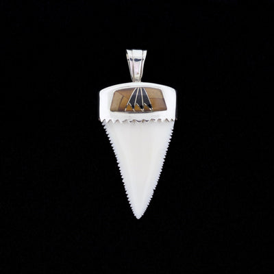1-1/2" Great White Shark Tooth Pendant | Southwestern Inlay